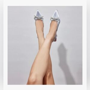 GENSHUO Slingback Rhinestone Bow Heels #946